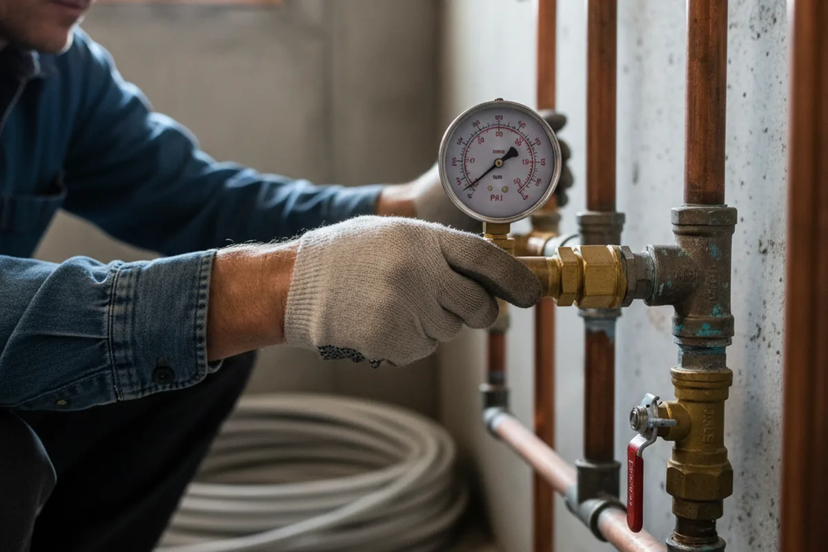Pressure testing a repaired line during Water Line Repair in Northborough